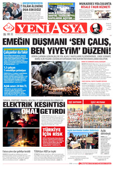 YENİ ASYA 1 Mayıs 2025 gazete manşeti