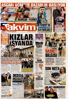 TAKVİM 8 Aralık 2025 gazete manşeti