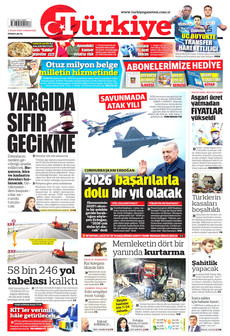 TÜRKİYE GAZETESİ 3 Ocak 2026 gazete manşeti