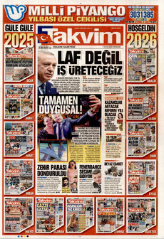 TAKVİM 1 Ocak 2026 gazete manşeti