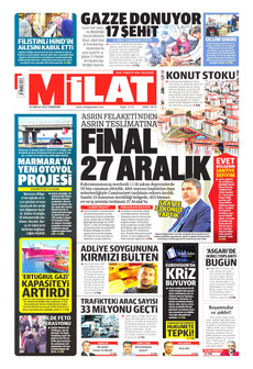 MİLAT 18 Aralık 2025 gazete manşeti