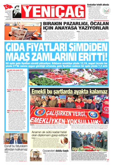 YENİÇAĞ 25 Ocak 2026 gazete manşeti