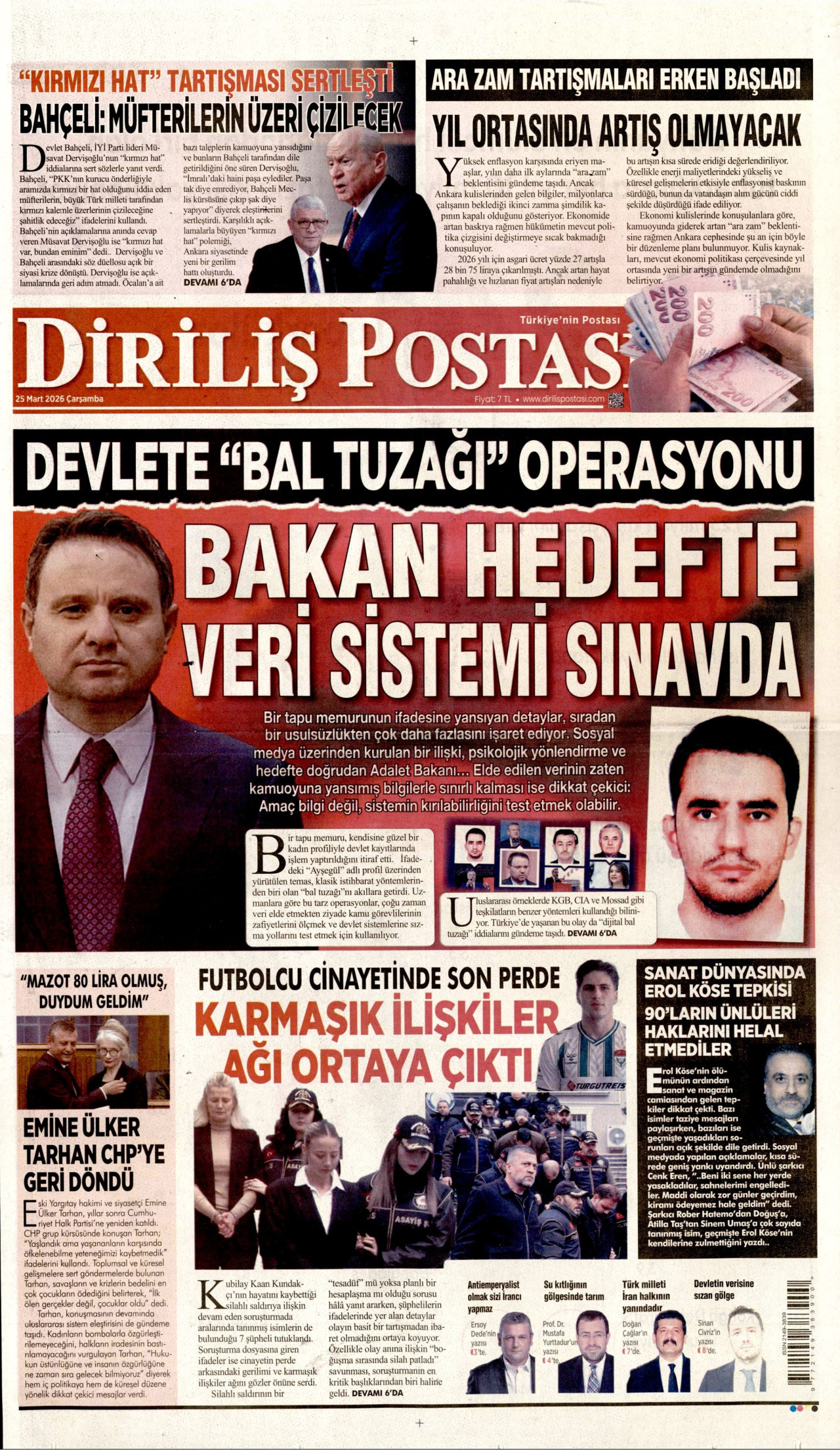 DİRİLİŞ POSTASI gazetesinin 25 Mart 2026 tarihli birinci sayfası