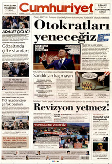 CUMHURİYET 22 Nisan 2026 gazete manşeti