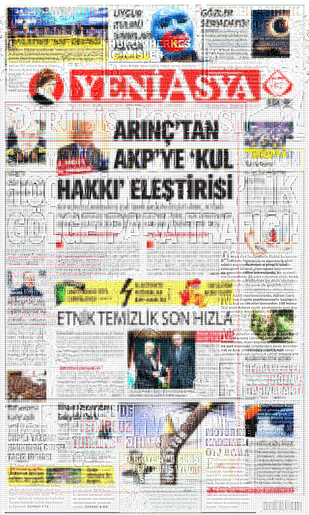 DİRİLİŞ POSTASI 14 Ağustos 2026 Gazete Manşeti Büyük