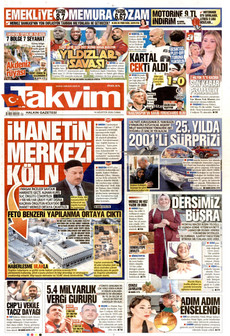 TAKVİM 14 Ağustos 2026 Gazete Manşeti Küçük