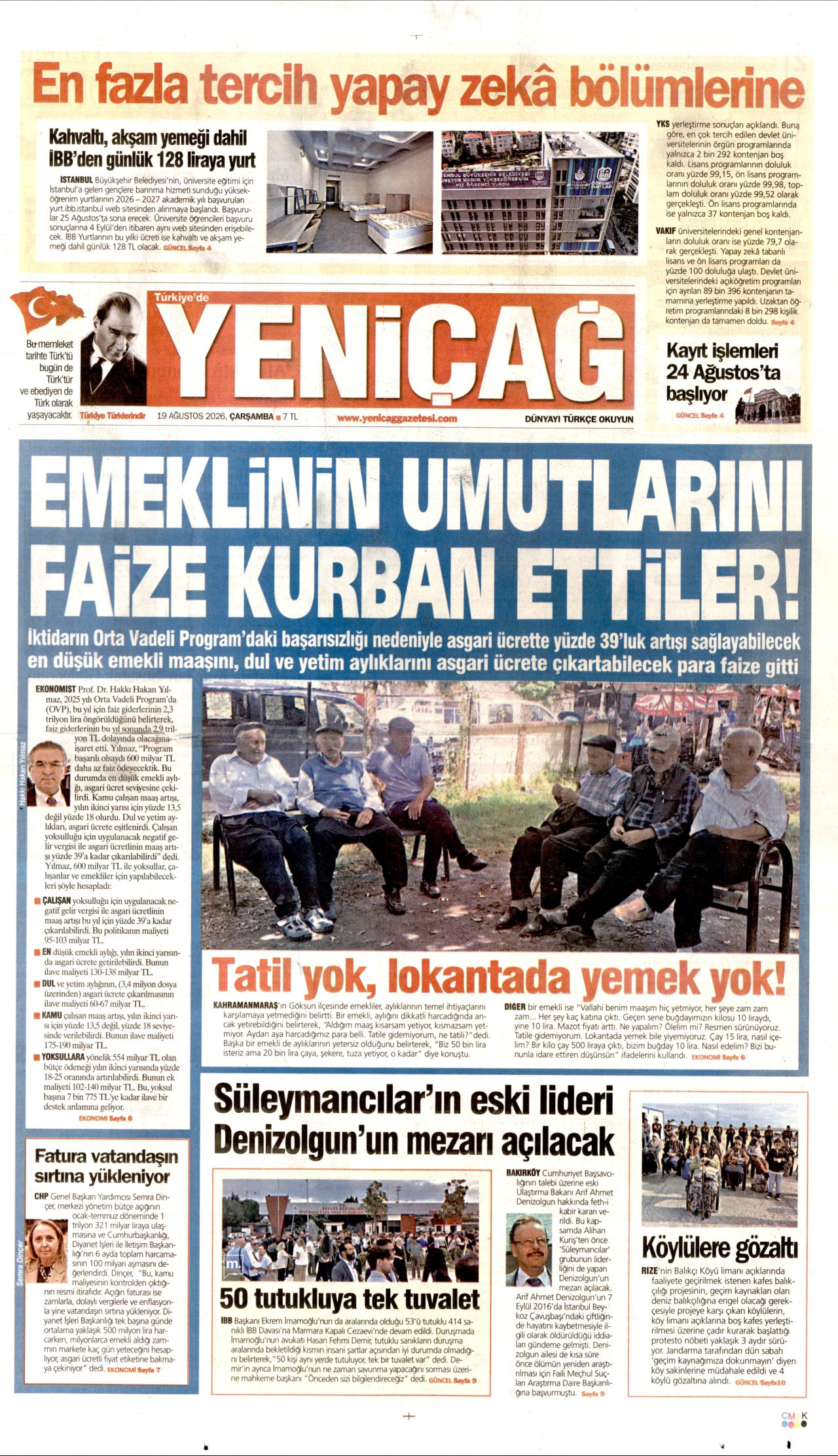 YENİÇAĞ 19 Ağustos 2026 Gazete Manşeti Büyük