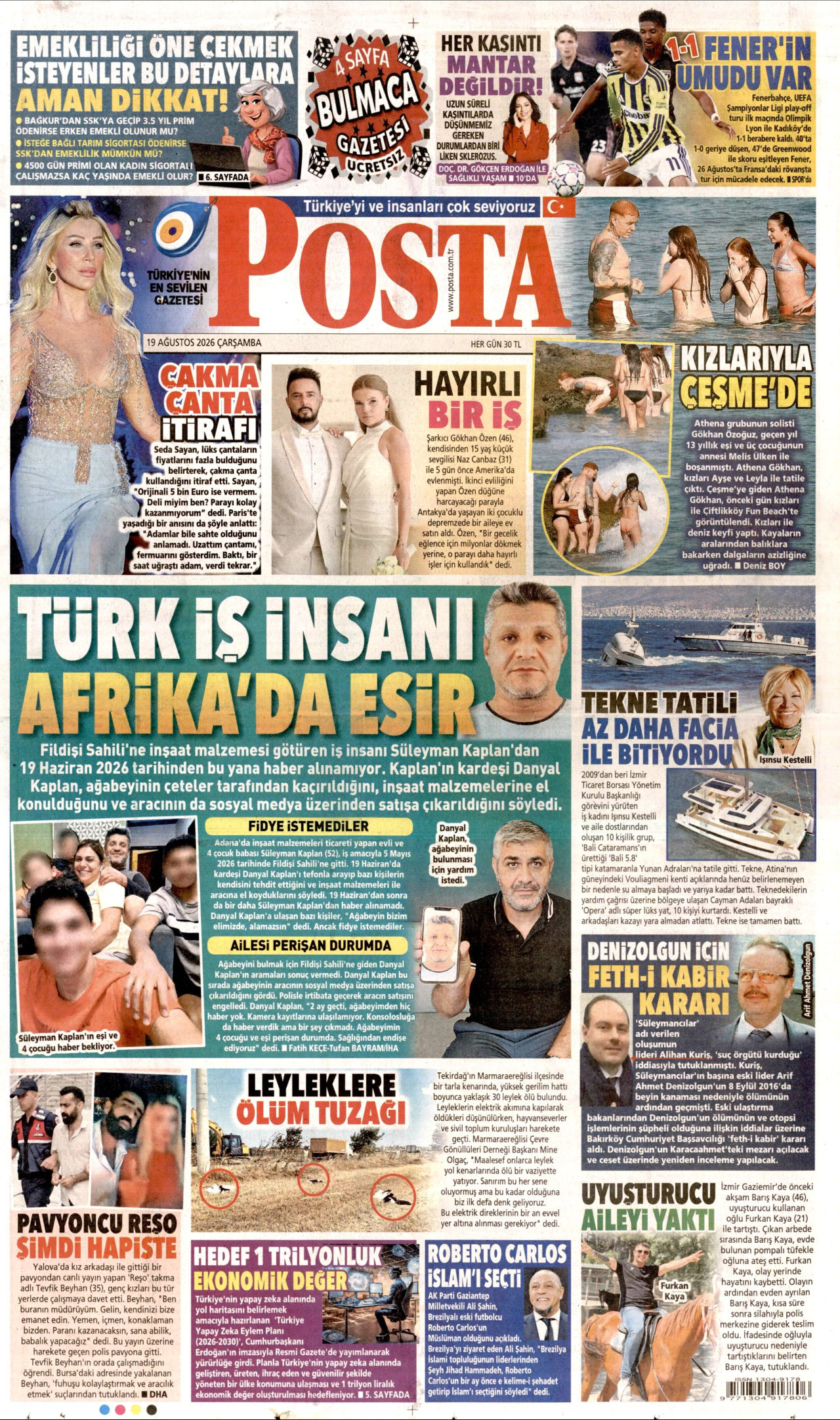 POSTA 19 Ağustos 2026 Gazete Manşeti Büyük