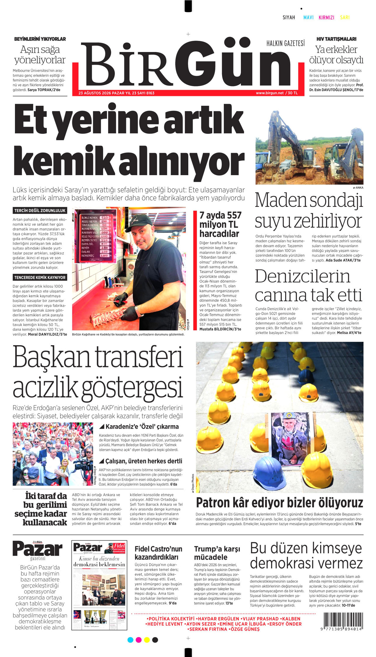 BİRGÜN gazetesinin 23 Ağustos 2026 tarihli birinci sayfası