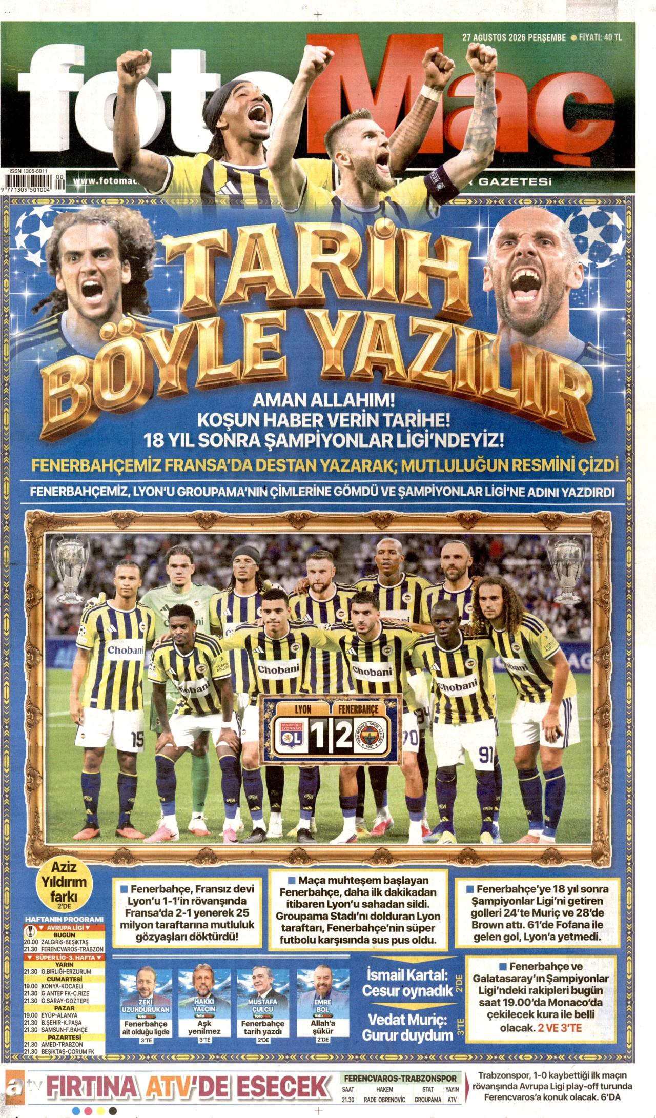 FOTOMAÇ 27 Ağustos 2026 Gazete Manşeti Büyük
