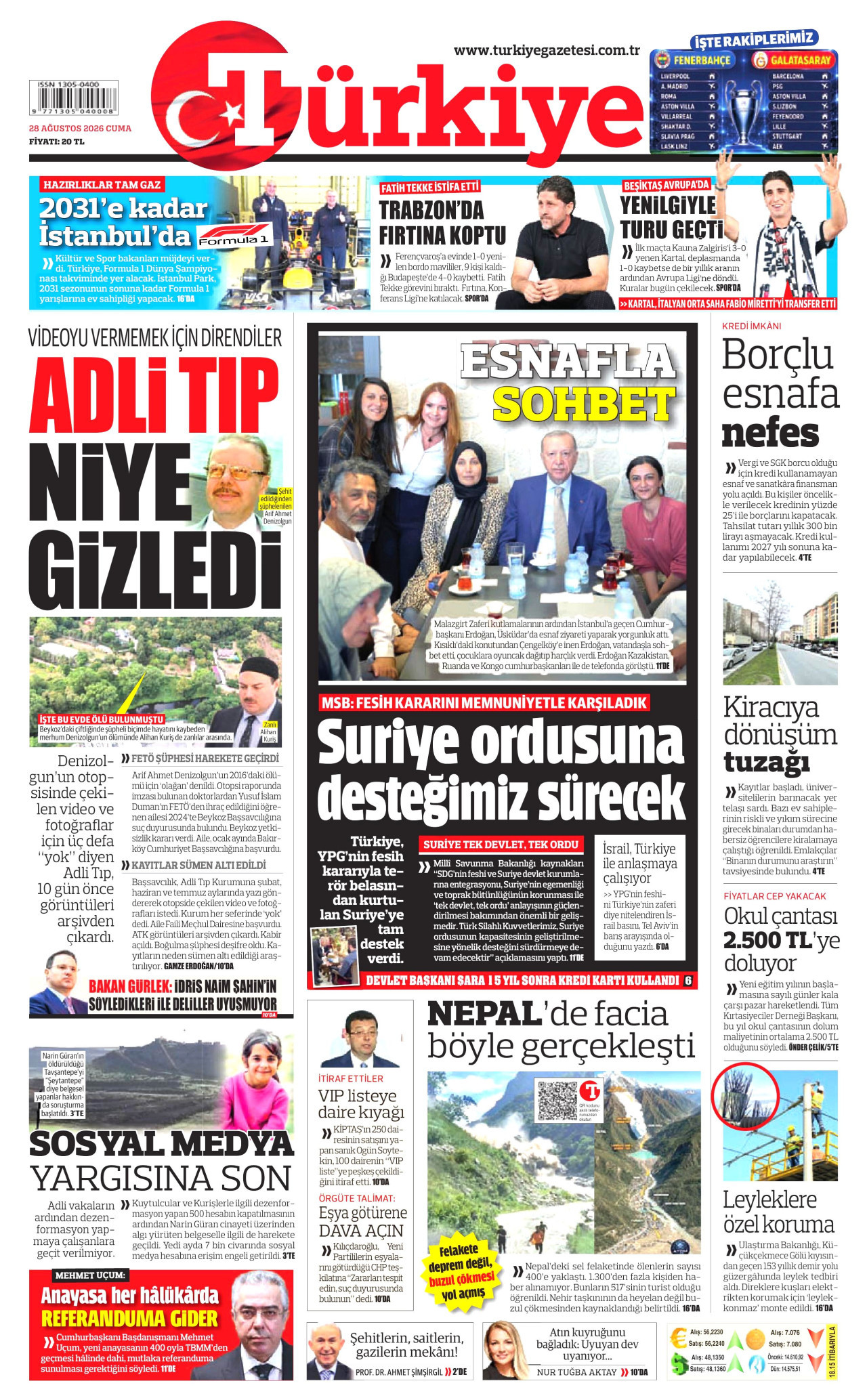 TÜRKİYE GAZETESİ 28 Ağustos 2026 Gazete Manşeti Büyük