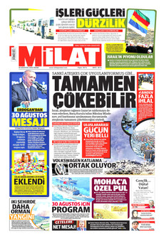 MİLAT 30 Ağustos 2026 Gazete Manşeti Küçük