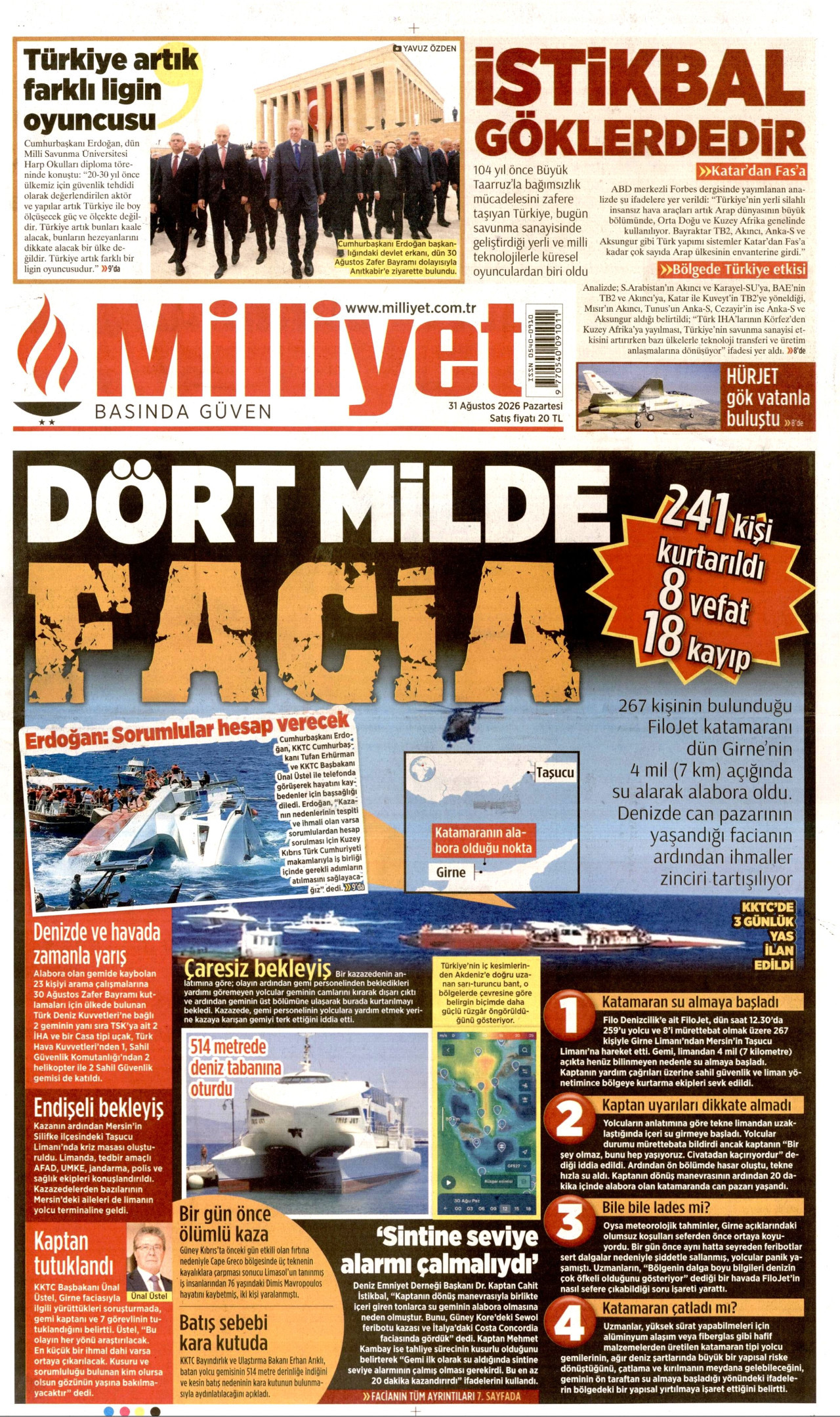 MİLLİYET 31 Ağustos 2026 Gazete Manşeti Büyük