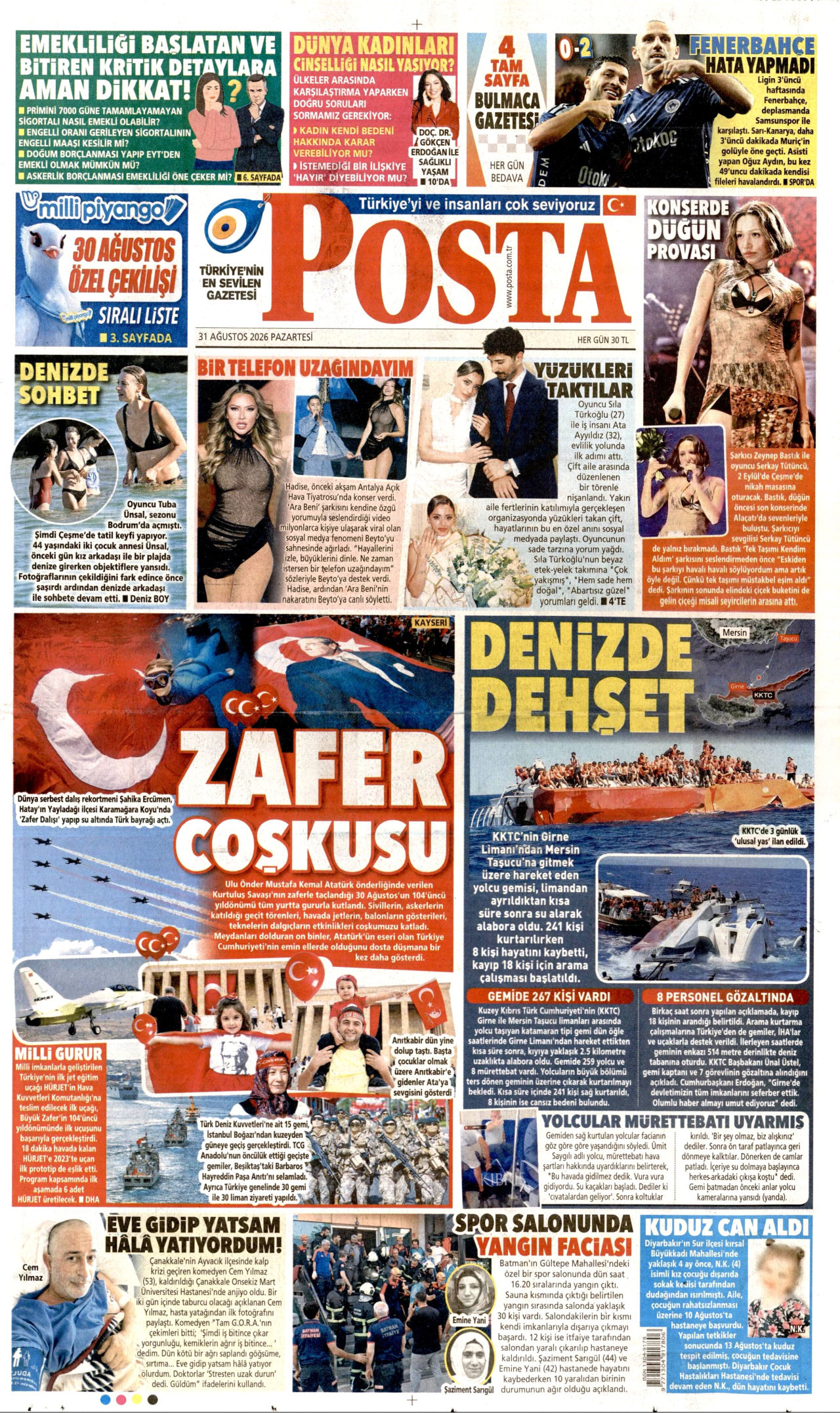 POSTA 31 Ağustos 2026 Gazete Manşeti Büyük