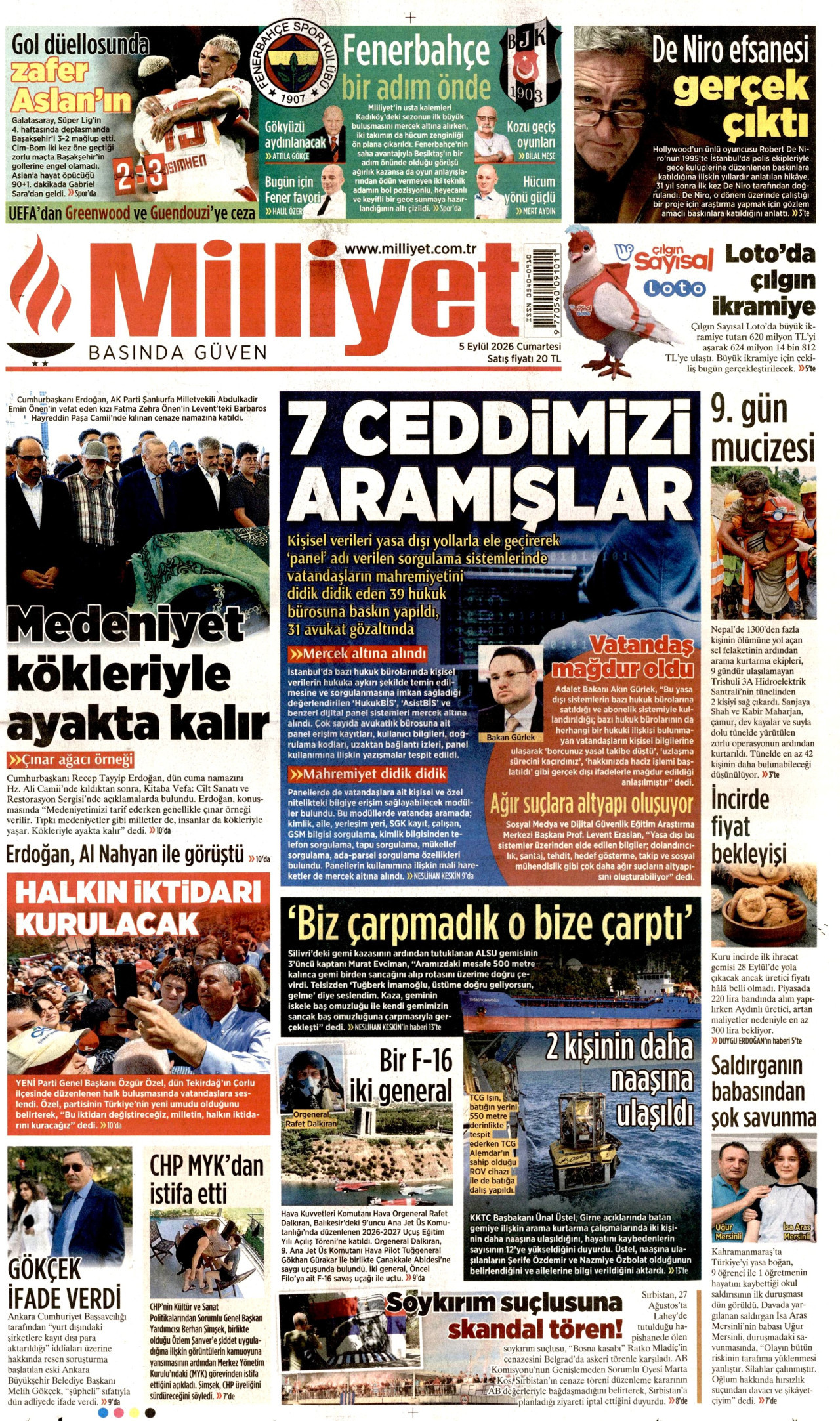 MİLLİYET 5 Eylül 2026 Gazete Manşeti Büyük
