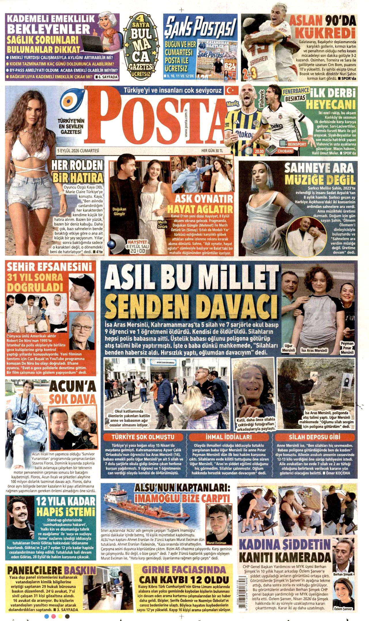 POSTA 5 Eylül 2026 Gazete Manşeti Büyük