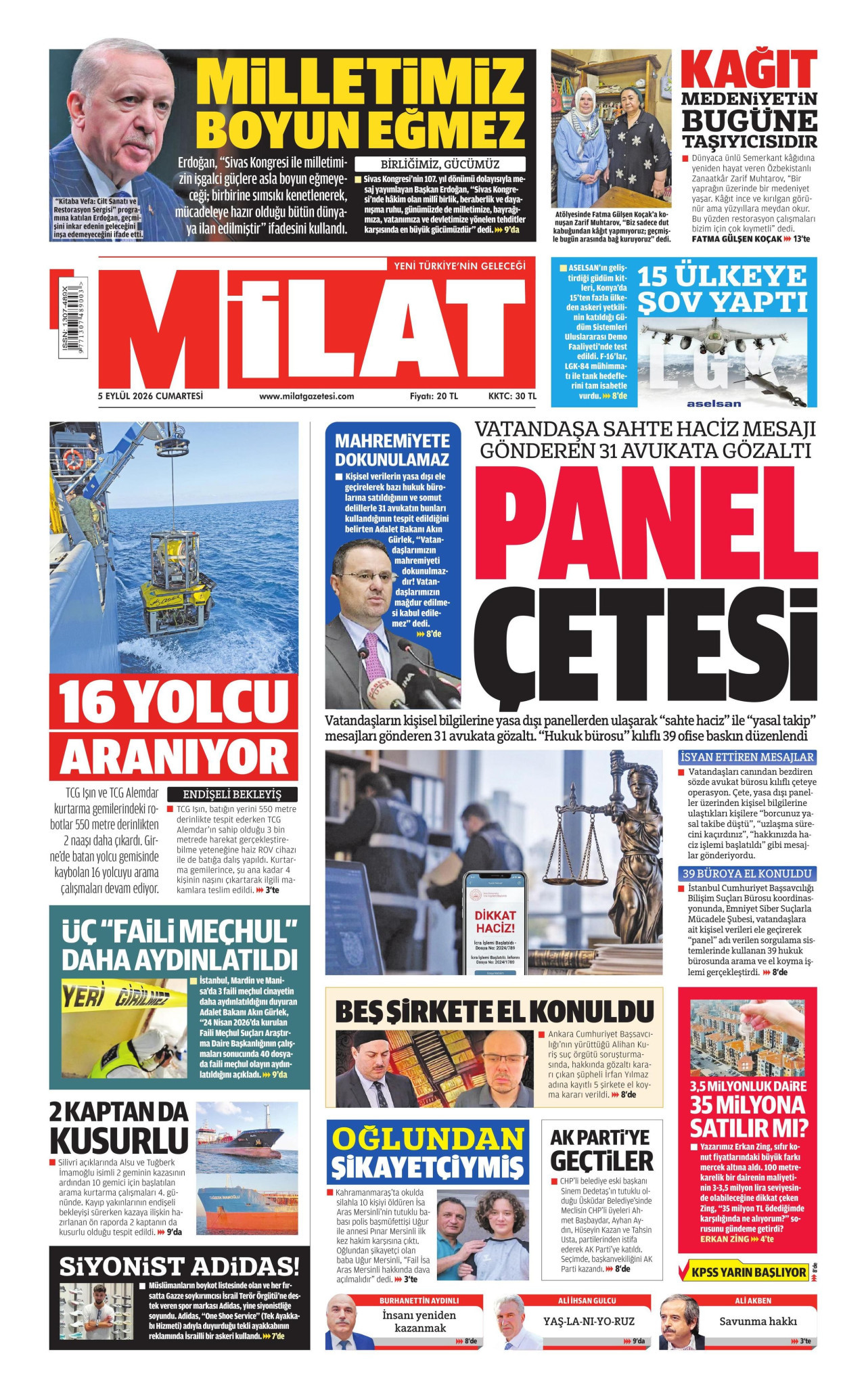 MİLAT 5 Eylül 2026 Gazete Manşeti Büyük