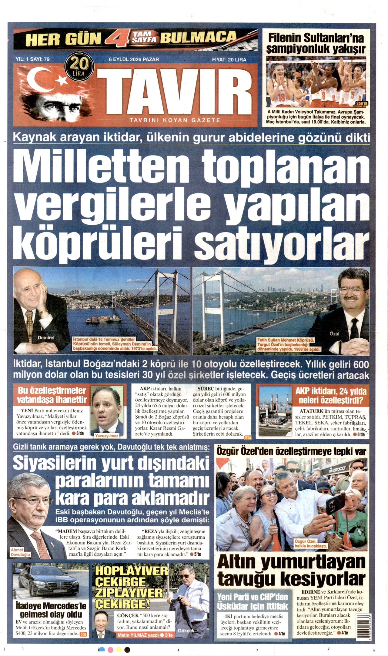 TAVIR GAZETESİ 6 Eylül 2026 Gazete Manşeti Büyük