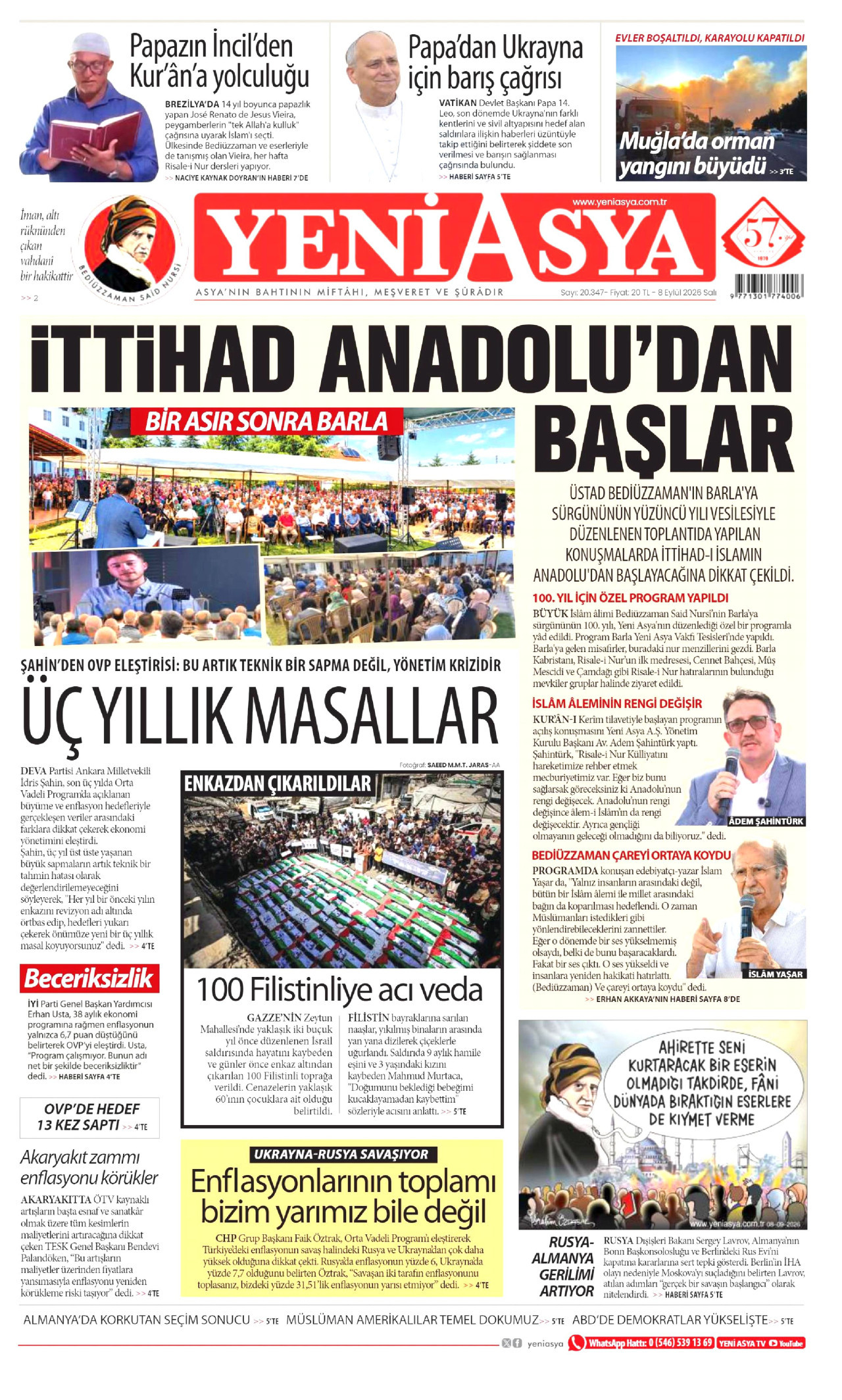 YENİ ASYA 8 Eylül 2026 Gazete Manşeti Büyük