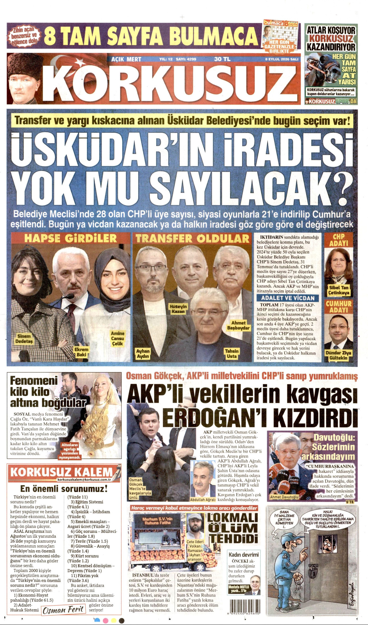 KORKUSUZ 8 Eylül 2026 Gazete Manşeti Büyük