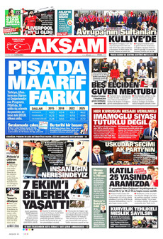 AKŞAM 9 Eylül 2026 Gazete Manşeti Küçük