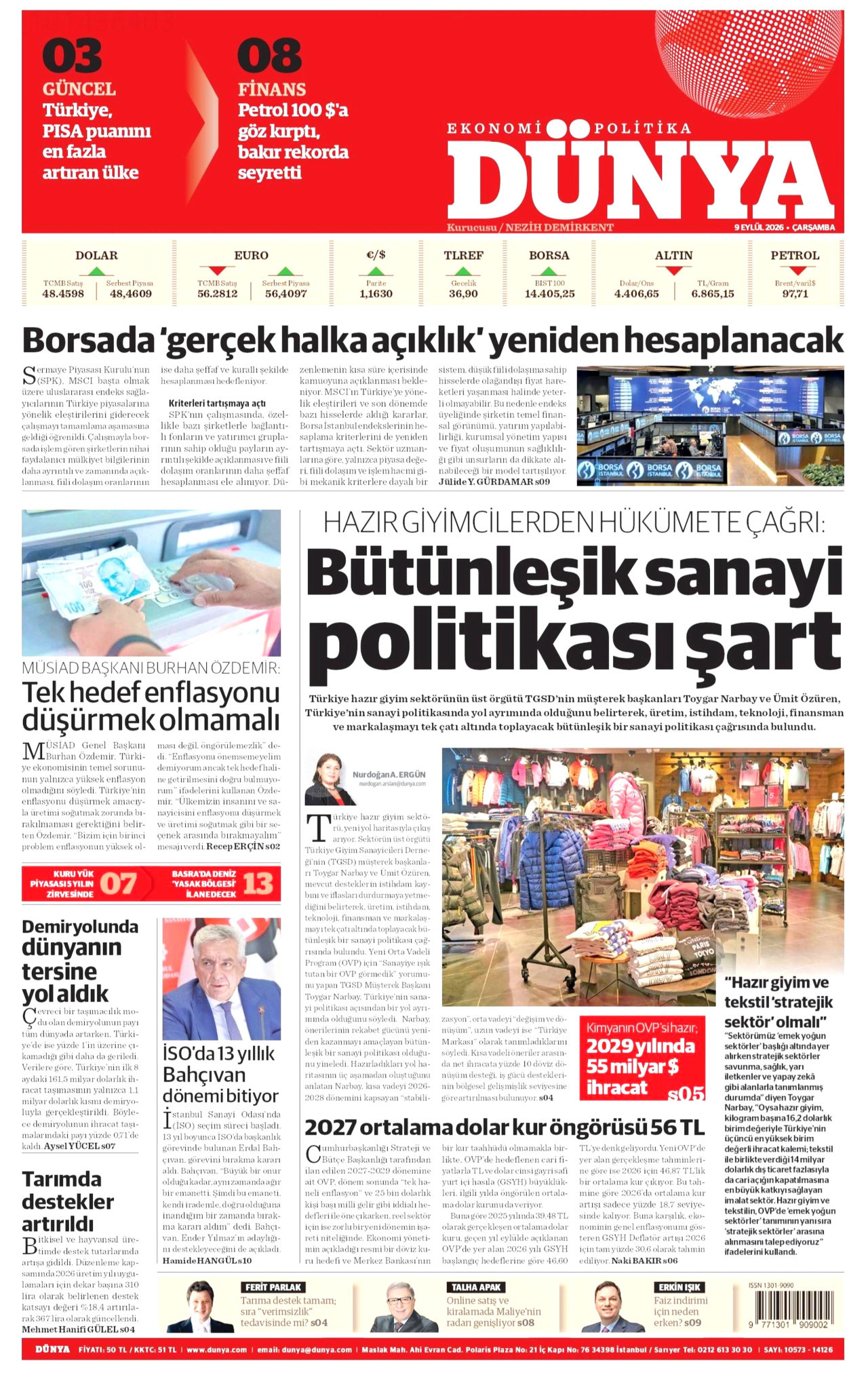 DÜNYA 9 Eylül 2026 Gazete Manşeti Büyük