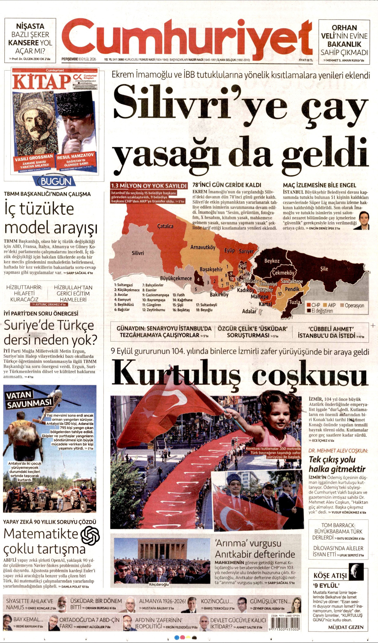 CUMHURİYET 10 Eylül 2026 Gazete Manşeti Büyük