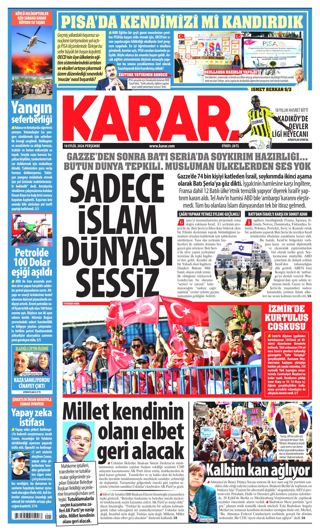 KARAR 10 Eylül 2026 Gazete Manşeti Büyük