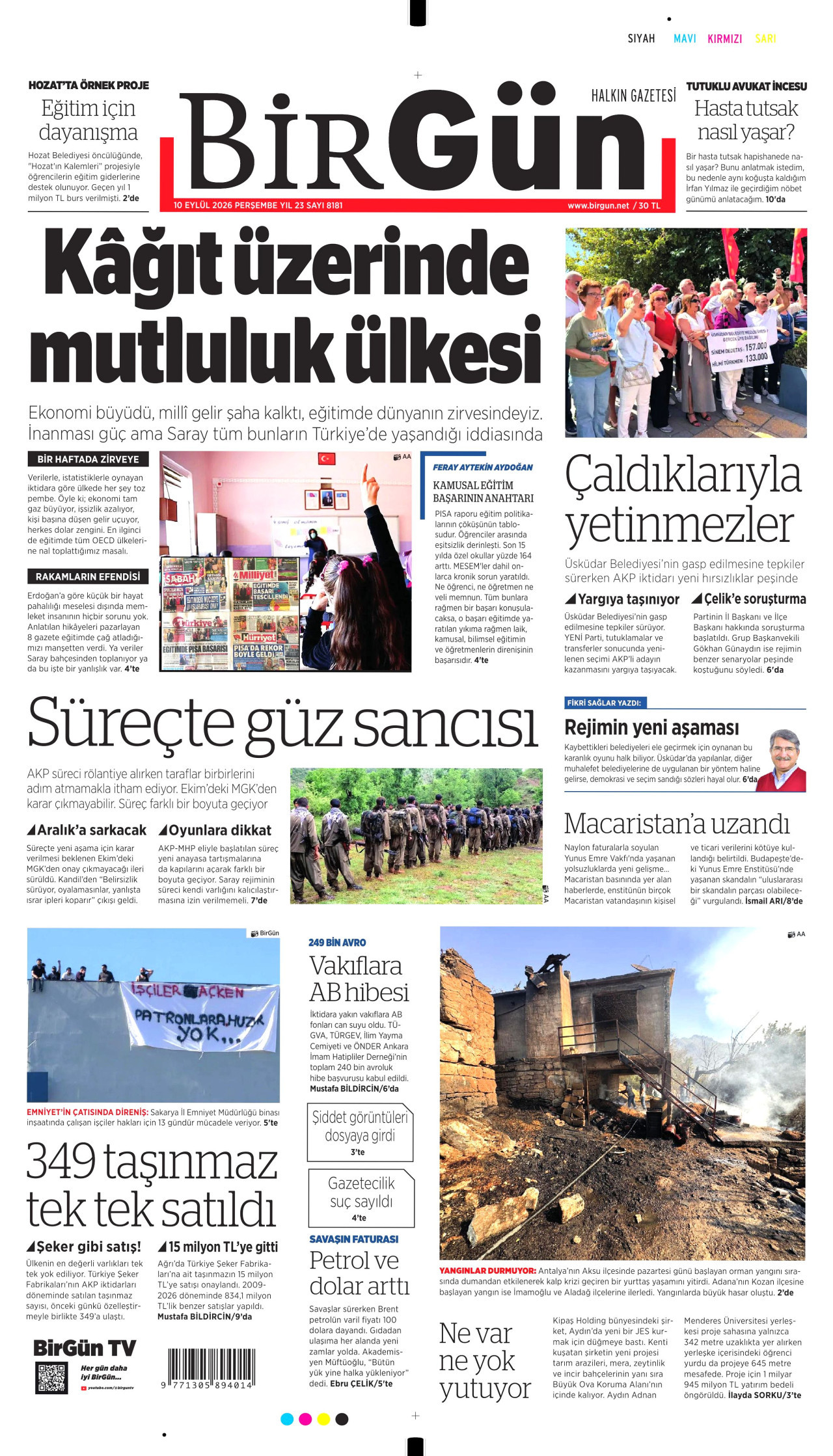 BİRGÜN 10 Eylül 2026 Gazete Manşeti Büyük