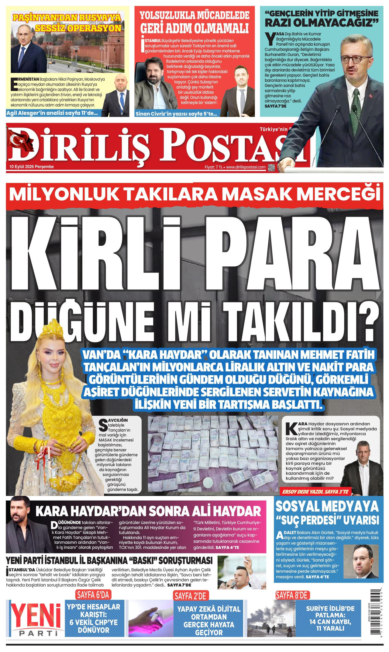 DİRİLİŞ POSTASI 10 Eylül 2026 Gazete Manşeti Büyük