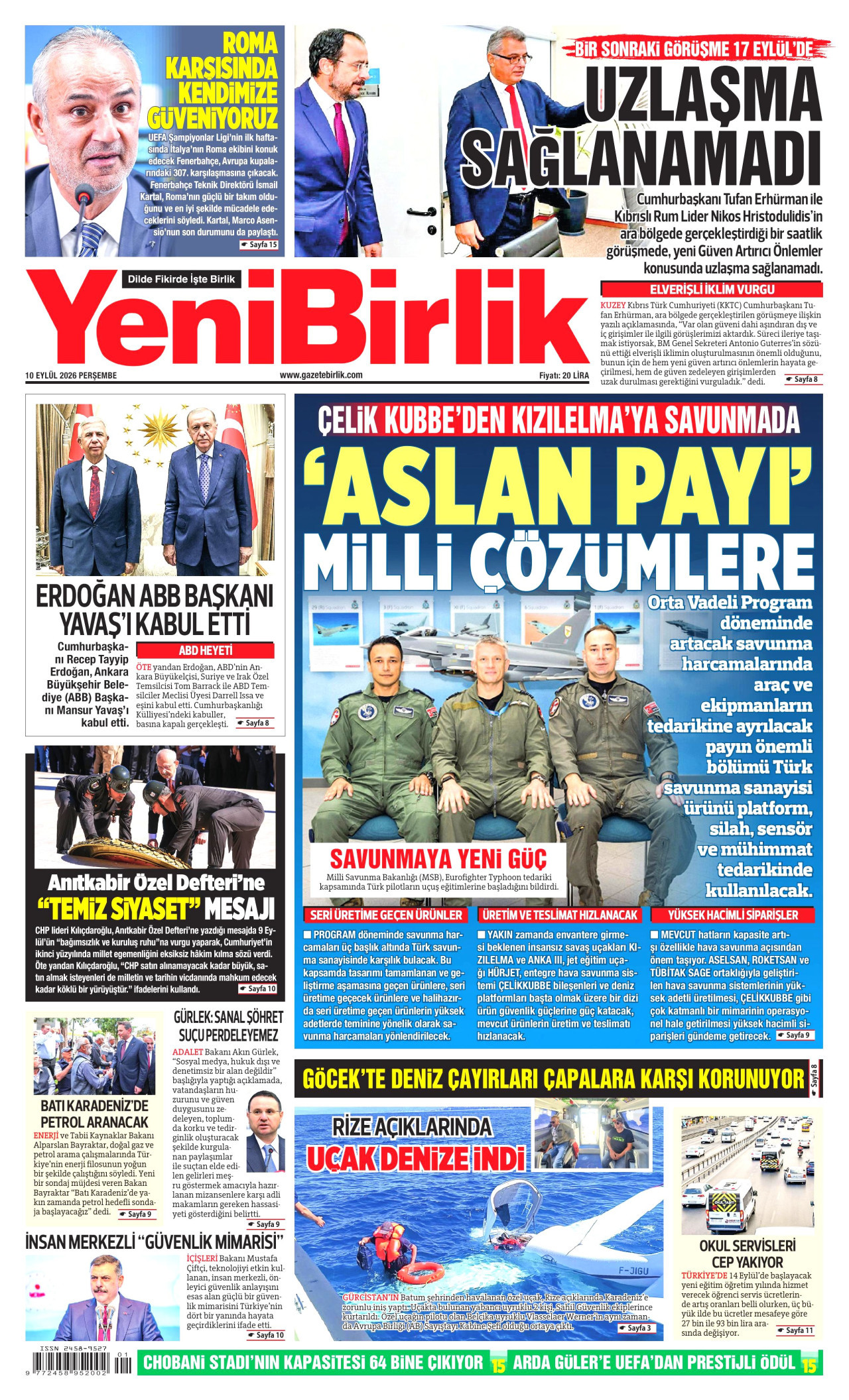 YENİBİRLİK 10 Eylül 2026 Gazete Manşeti Büyük