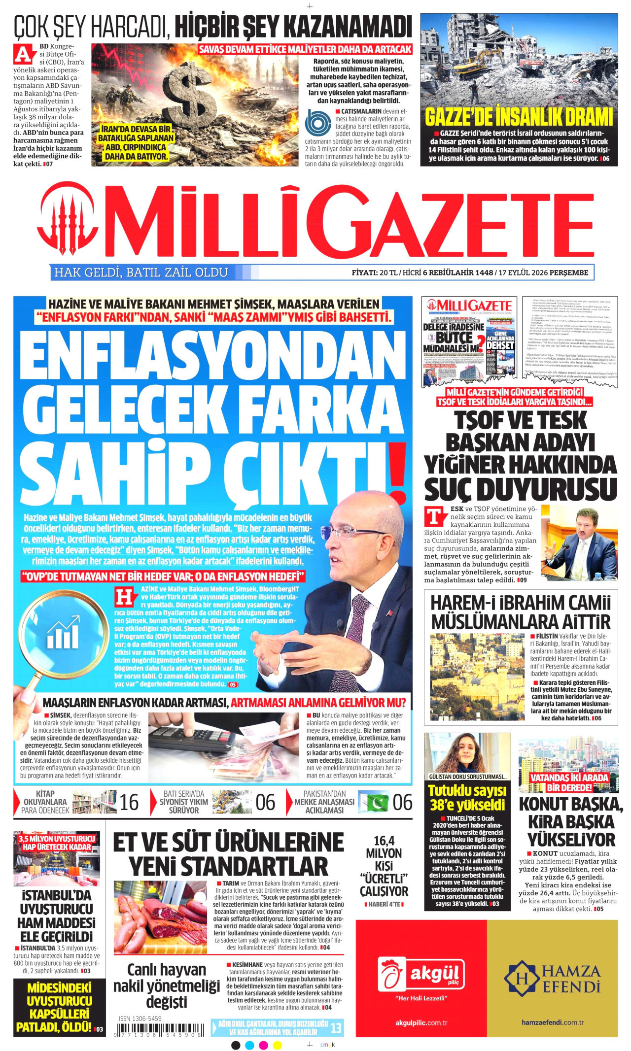 MİLLİ GAZETE 17 Eylül 2026 Gazete Manşeti Büyük