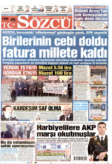 SÖZCÜ 18 Eylül 2026 gazete manşeti