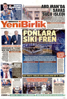 YENİBİRLİK 18 Eylül 2026 gazete manşeti
